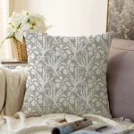 - Sonil-K-5396-Gorsel1 - Realhomes Gri Kot Zeminde Çiçek Ve Dal Motifli Özel Tasarım Raşel Kadife Kırlent Kılıfı Realhomes