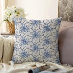 Gri Zemiminde Geometrik Çiçek Motifli Raşel Kadife Kırlent Kılıfı Realhomes