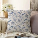 Gri Kot Zeminde Kurumuş Dal Desenli Özel Tasarım Raşel Kadife Kırlent Kılıfı Realhomes