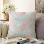 - Sonil-K-5417-Gorsel1 - Realhomes  Gökyüzü Temalı Gümüş Ve Pembe Yapraklı Dijital Baskılı Raşel Kadife Kırlent Kılıfı Realhomes