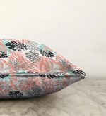 Soyut Çizimler İçerisinde Siyah Tropik Yaprak Motifli Raşel Kadife Kırlent Kılıfı Realhomes