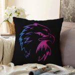 - Sonil-K-5442-Gorsel1 - Realhomes  Siyah Zeminde Neon Kartal Motifli Raşel Kadife Kırlent Kılıfı Realhomes