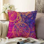 Mor Zeminde Geometrik Çizgi Tasarımlı Dekoratif Raşel Kadife Kırlent Kılıfı Realhomes