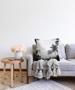 Doğa Temalı Palmiye Ağaç Desenli Raşel Kadife Kırlent Kılıfı Realhomes