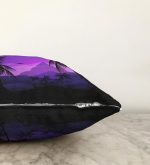 Siyah Zeminde Palmiye Ağaçları Ve Kuş Desenli Raşel Kadife Kırlent Kılıfı Realhomes