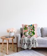 Pembe Summer Filamingo Özel Tasarım Raşel Kadife Kırlent Kılıfı Realhomes