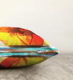 Gün Batımında Palmiye Ağaç Temalı Özel Tasarım Raşel Kadife Yastık Kılıfı Realhomes