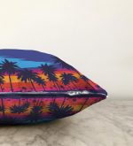 Gün Batımında Palmiye Ağaç Tasarımlı Raşel Kadife Kırlent Kılıfı Realhomes