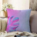 Neon Zeminli Devetabanı Motifli Raşel Kadife Kırlent Kılıfı Realhomes