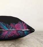 - Sonil-K-5521-Gorsel3 - Realhomes  Siyah Zeminli Tropik Yapraklı Özel Tasarım Dekoratif Raşel Kadife Kırlent Kılıfı Realhomes