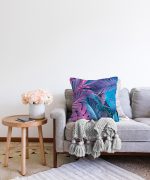 - Sonil-K-5523-Gorsel2 - Realhomes  Tropik Yapraklı Özel Tasarım Dijital Baskılı Modern Dekoratif Raşel Kadife Kırlent Kılıfı Realhomes