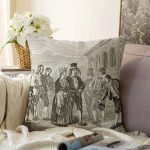 Siyah Beyaz Zeminde Kral Ve Kraliçe Motifli Dekoratif Raşel Kadife Kırlent Kılıfı Realhomes