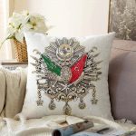 - Sonil-K-5541-Gorsel1 - Realhomes  Beyaz Zeminde Osmanlı Devlet Arması Modern Raşel Kadife Kırlent Kılıfı Realhomes