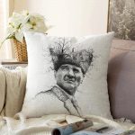 Karakalem Atatürk Portresi Dekoratif Raşel Kadife Kırlent Kılıfı Realhomes