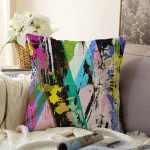 - Sonil-K-5579-Gorsel1 - Realhomes  Renkli Sulu Boya Fırça Darbeli Motifli Modern Raşel Kadife Yastık Kılıfı Realhomes