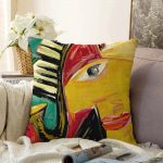 Müzik Temalı Soyut Kadın Motifli Raşel Kadife Kırlent Kılıfı Realhomes