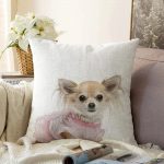 Sevimli Köpek Desenli Dijital Baskılı Modern Raşel Kadife Yastık Kırlent Kılıfı Realhomes