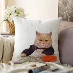 - Sonil-K-5606-Gorsel1 - Realhomes  Sevimli Kedi Desenli Dijital Baskılı Modern Raşel Kadife Yastık Kırlent Kılıfı Realhomes