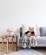 - Sonil-K-5606-Gorsel2 - Realhomes  Sevimli Kedi Desenli Dijital Baskılı Modern Raşel Kadife Yastık Kırlent Kılıfı Realhomes