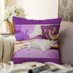 Gözlüklü Kedi Desenli Dijital Baskılı Modern Raşel Kadife Yastık Kırlent Kılıfı Realhomes