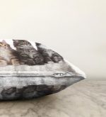 Sevimli Kediler Desenli Dijital Baskılı Modern Raşel Kadife Yastık Kırlent Kılıfı Realhomes