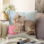 Sevimli Kedi Desenli Dijital Baskılı Modern Raşel Kadife Yastık Kırlent Kılıfı Realhomes