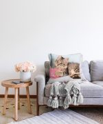 Sevimli Kedi Desenli Dijital Baskılı Modern Raşel Kadife Yastık Kırlent Kılıfı Realhomes