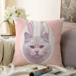 Sevimli Kedi Desenli Dijital Baskılı Modern Raşel Kadife Yastık Kırlent Kılıfı Realhomes