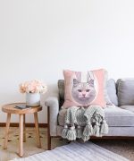 Sevimli Kedi Desenli Dijital Baskılı Modern Raşel Kadife Yastık Kırlent Kılıfı Realhomes