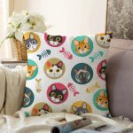 - Sonil-K-5633-Gorsel1 - Realhomes  Sevimli Hayvanlar ve Balık İskeletli Modern Raşel Kadife Yastık Kırlent Kılıfı Realhomes