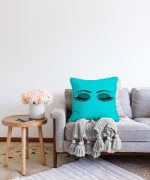 - Sonil-K-564-Gorsel2 - Realhomes  Turkuaz Zeminde Kirpik Motifli Dekoratif Raşel Kadife Kırlent Kılıfı Realhomes