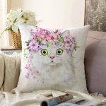 - Sonil-K-5649-Gorsel1 - Realhomes  Çiçekli Kedi Motifli Dijital Baskılı Modern Raşel Kadife Yastık Kırlent Kılıfı Realhomes