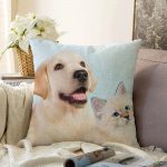 - Sonil-K-5654-Gorsel1 - Realhomes Köpek ve Kedili Dijital Baskılı Modern Raşel Kadife Yastık Kırlent Kılıfı Realhomes