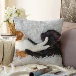 - Sonil-K-5656-Gorsel1 - Realhomes Köpek ve Kedili Dijital Baskılı Modern Raşel Kadife Yastık Kırlent Kılıfı Realhomes