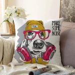 Make Some Noise Köpek Dijital Baskılı Modern Raşel Kadife Yastık Kırlent Kılıfı Realhomes