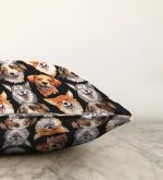 - Sonil-K-5660-Gorsel3 - Realhomes  Siyah Zemindeki Sevimli Köpekler Modern Raşel Kadife Yastık Kırlent Kılıfı Realhomes