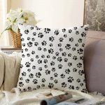 - Sonil-K-5661-Gorsel1 - Realhomes Kedi Köpek Ayak İzi Dijital Baskılı Modern Raşel Kadife Yastık Kırlent Kılıfı Realhomes