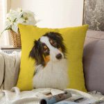 - Sonil-K-5662-Gorsel1 - Realhomes  Sarı Zeminli Köpek Dijital Baskılı Modern Raşel Kadife Yastık Kırlent Kılıfı Realhomes