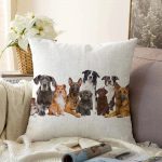 Çeşitli Köpek Desenli Dijital Baskılı Modern Raşel Kadife Yastık Kırlent Kılıfı Realhomes