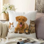 - Sonil-K-5665-Gorsel1 - Realhomes  Tavşan-Kedi-Köpek Desenli Dijital Baskılı Modern Raşel Kadife Yastık Kırlent Kılıfı Realhomes