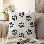 Köpek Ayak İzi Desenli Dijital Baskılı Modern Raşel Kadife Yastık Kırlent Kılıfı Realhomes