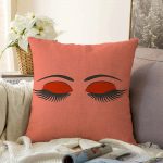 Yavru Ağzı Rengi Zeminde Kirpik Motifli Dekoratif Raşel Kadife Kırlent Kılıfı Realhomes