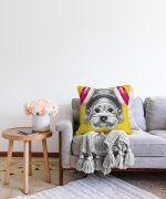 - Sonil-K-5674-Gorsel2 - Realhomes  Kulaklıklı Köpek Motifli Dijital Baskılı Modern Raşel Kadife Yastık Kırlent Kılıfı Realhomes