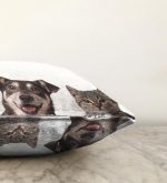 Sevimli Köpek ve Kedi Desenli Sevimli Modern Raşel Kadife Yastık Kırlent Kılıfı Realhomes