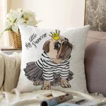 - Sonil-K-5682-Gorsel1 - Realhomes My Little Princess Taçlı Köpek Dijital Baskılı Modern Raşel Kadife Yastık Kırlent Kılıfı Realhomes
