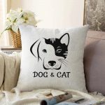 Dog & Cat Dijital Baskılı Modern Raşel Kadife Yastık Kırlent Kılıfı Realhomes