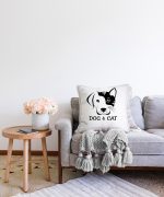 Dog & Cat Dijital Baskılı Modern Raşel Kadife Yastık Kırlent Kılıfı Realhomes