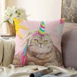 - Sonil-K-5696-Gorsel1 - Realhomes  Sevimli Kedi Desenli Dijital Baskılı Modern Raşel Kadife Yastık Kırlent Kılıfı Realhomes