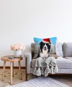 - Sonil-K-5698-Gorsel2 - Realhomes  Yılbaşı Şapkalı Köpek Desenli Dijital Baskılı Modern Raşel Kadife Yastık Kırlent Kılıfı Realhomes