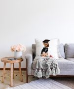 - Sonil-K-5703-Gorsel2 - Realhomes  Mezuniyet Kıyafetli Köpekçik Dijital Baskılı Modern Raşel Kadife Yastık Kırlent Kılıfı Realhomes